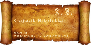 Krajcsik Nikoletta névjegykártya
